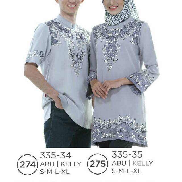 BAJU MUSLIM KOKO PRIA BAJU MUSLIM WANITA BAJU COUPLE BISA BELI TERPISAH WARNA ABU ORIGINAL