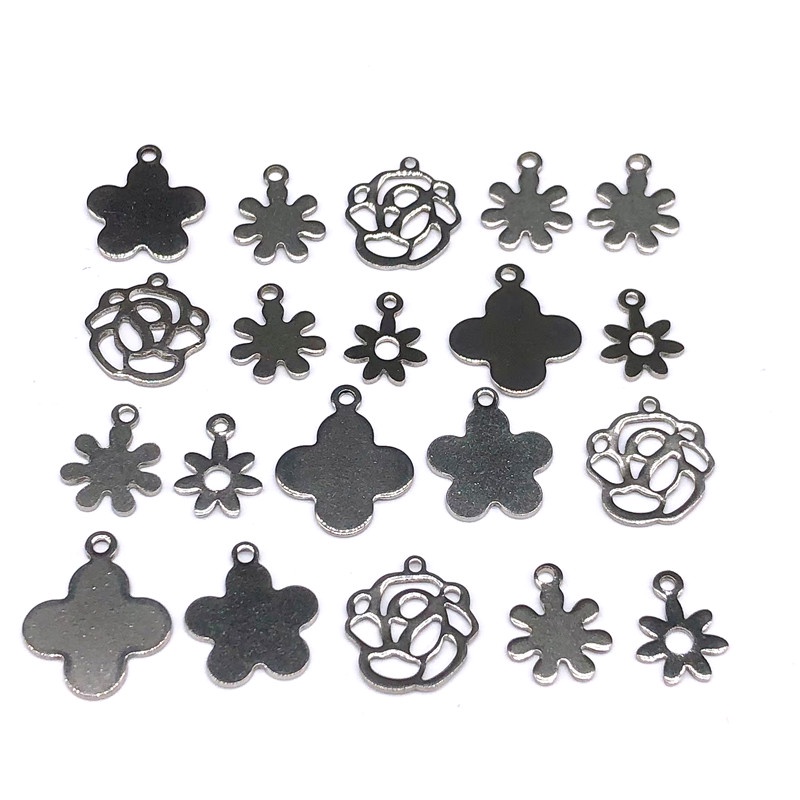 20pcs Liontin Bentuk Bunga Bahan Stainless Steel Charms