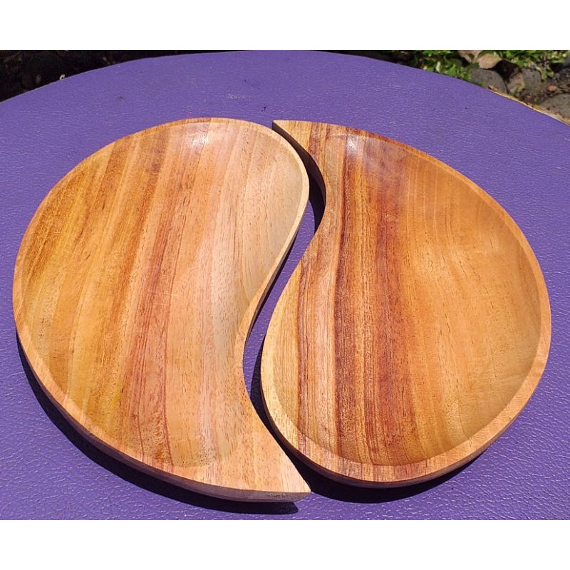 piring susi set. yinyang 10x20cm kayu mahoni