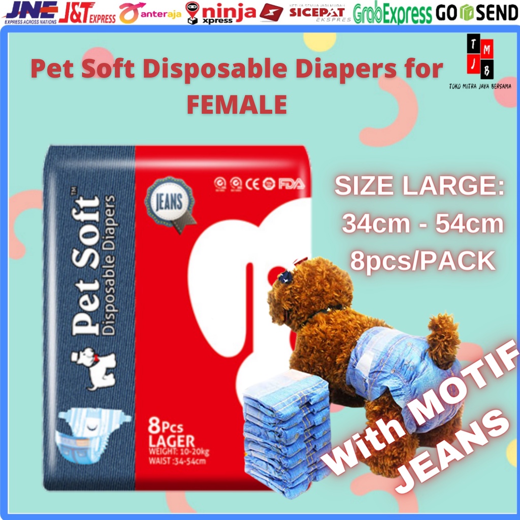 POPOK ANJING FEMALE PET SOFT DISPOSABLE DIAPERS BETINA XXS XS S M L XL