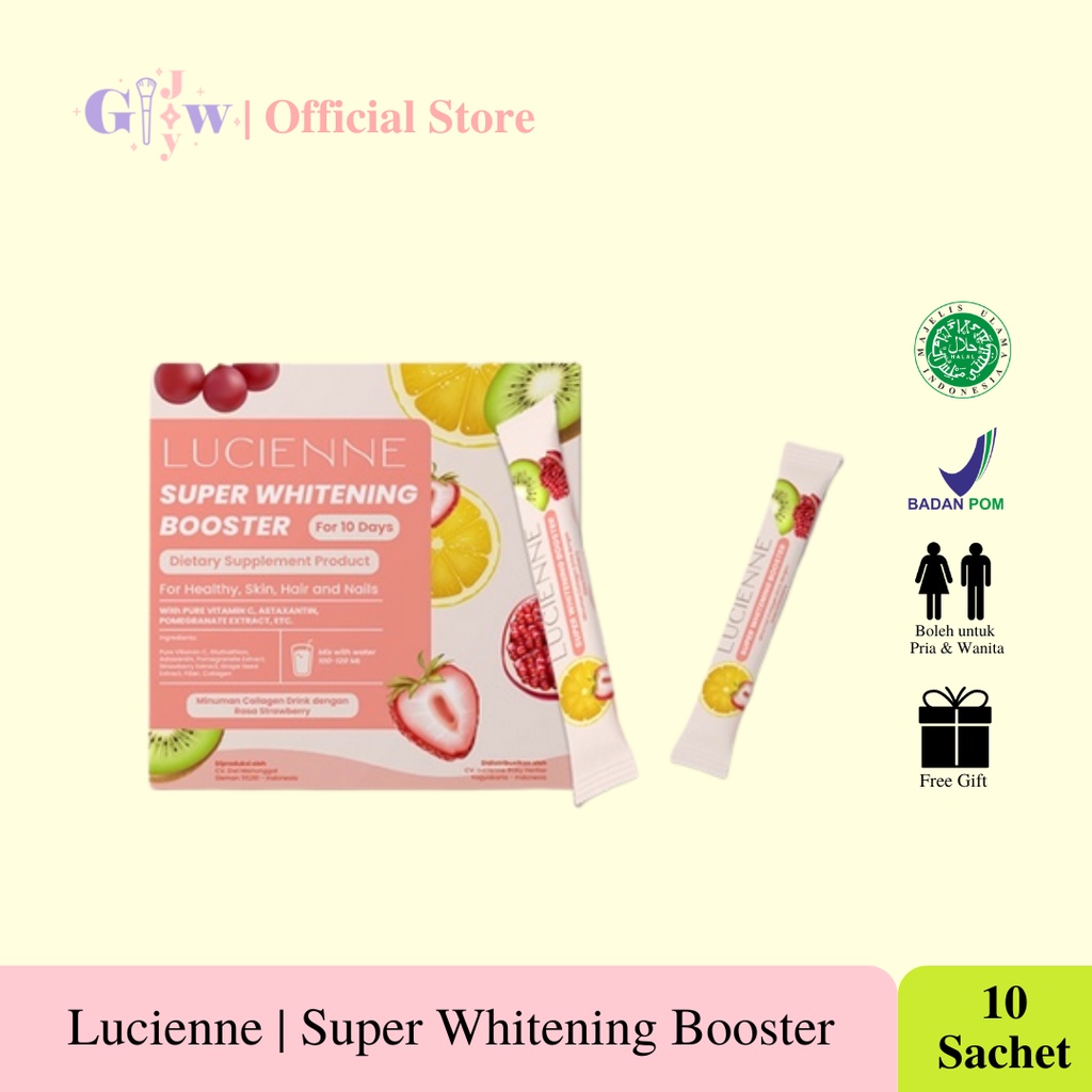 FREE GIFT RANDOM + BOTOL MINUM - LUCIENNE super whitening booster / pemutih badan & vitamin 10 sache