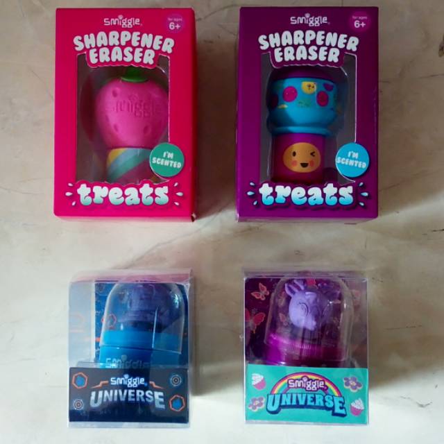 

Smiggle sharpener eraser treats and universe