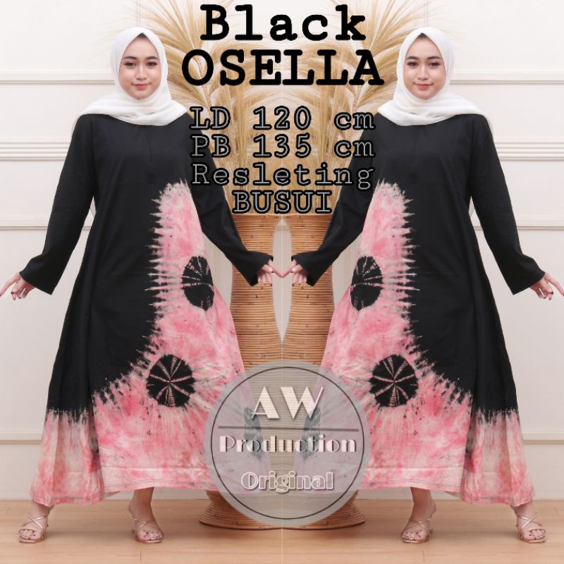 Gamis Black Tiedye Jumbo Abstrak Resleting Depan Busui Bumil Homedress Wanita Kekinian Katun Spandek Adem Terlaris