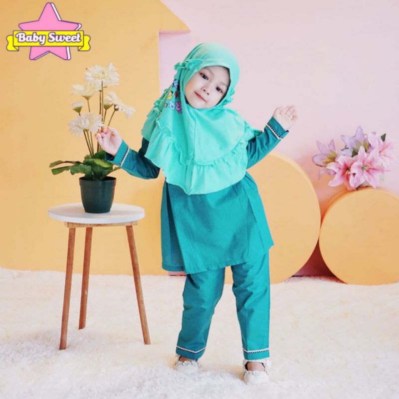 set muslim anak//baju kurung//baju muslim anak//set muslim celana