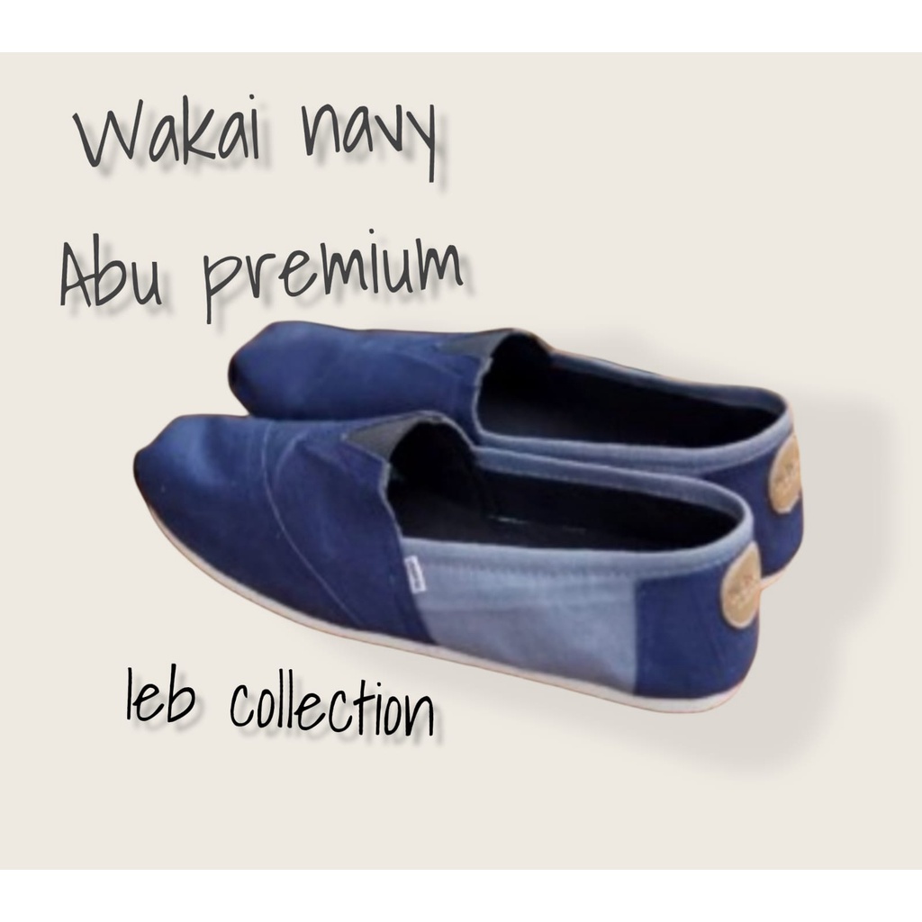 sepatu wakai slip on navy abu unisex 36-43