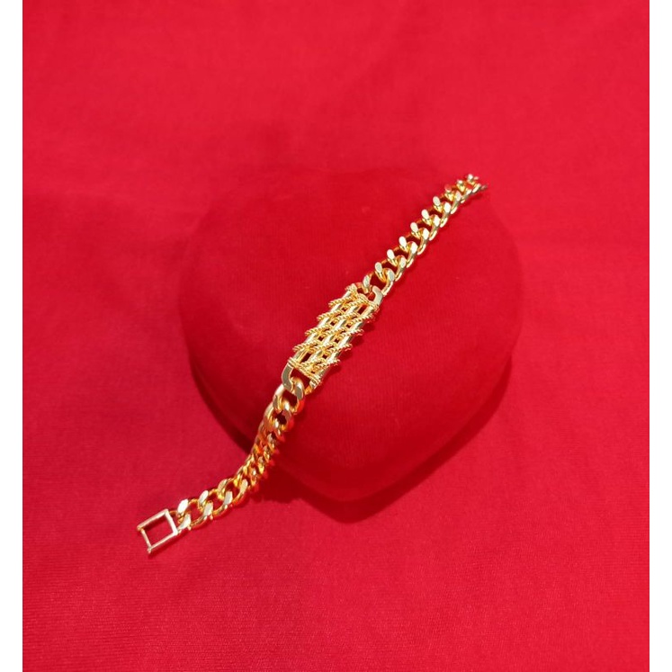 gelang titanium bambu lilit mas 24k anti karat mewah hongkong fashion