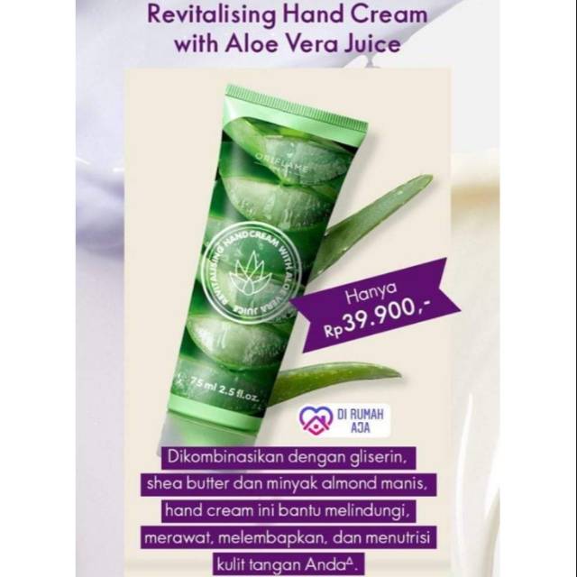 oriflame revitalising hand cream with aloe vera juice