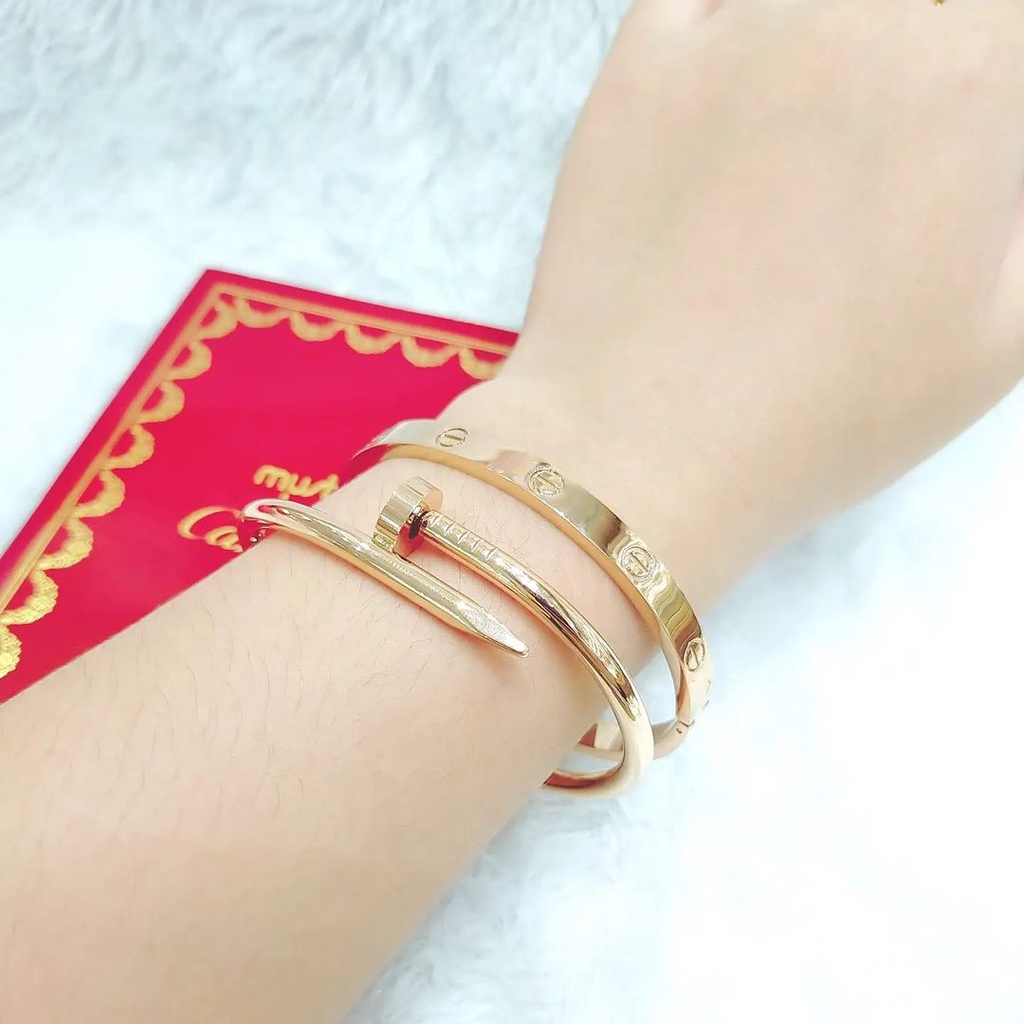 Jewelry  Aksesoris Premium High Quality Wanita Gelang Cartier Paku AV-17085 Titanium Asli ( BISA COD