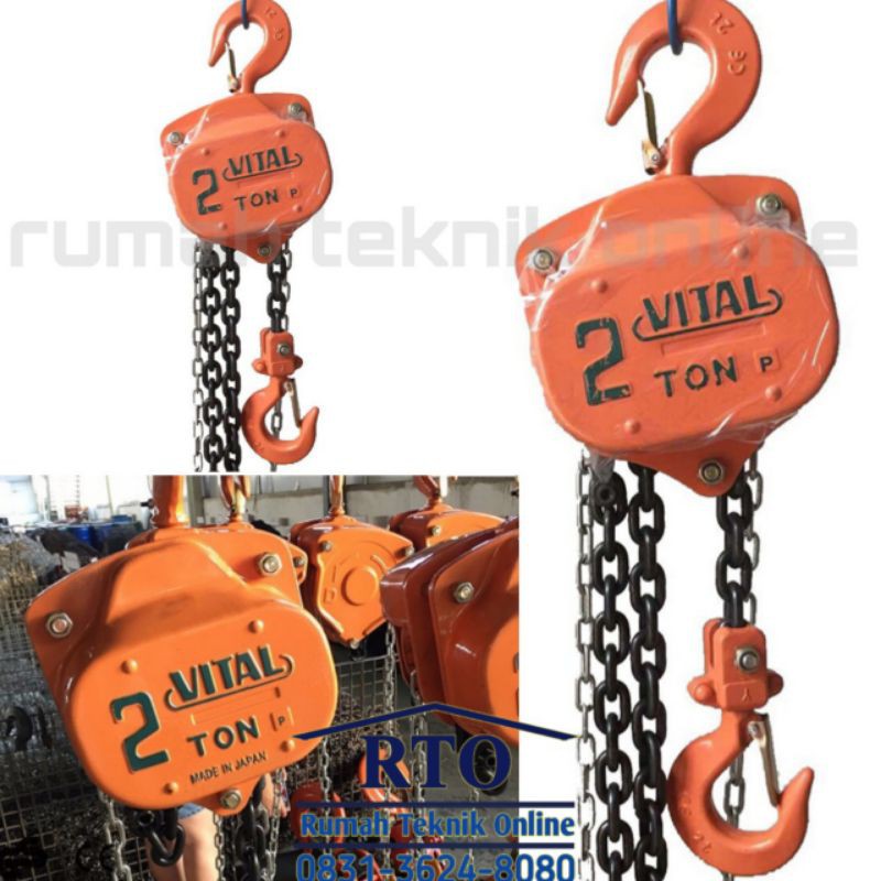 Jual Chain Block VITAL 2 Ton x 15 Meter Takel Hand Chain Pulley Block