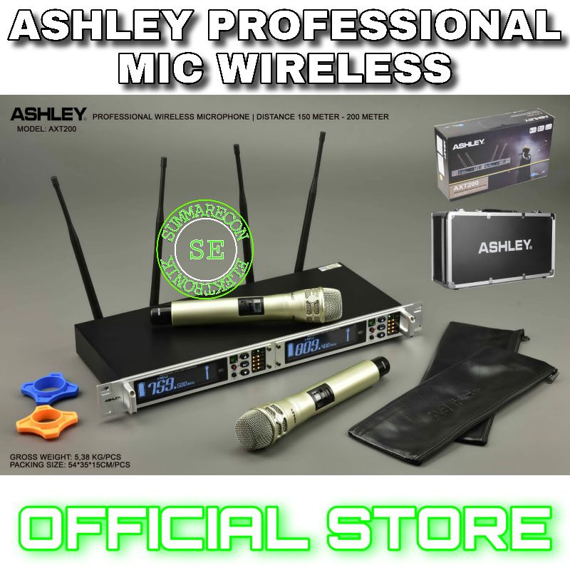 mic wireless original ashley axt 200 mic karaoke microphone