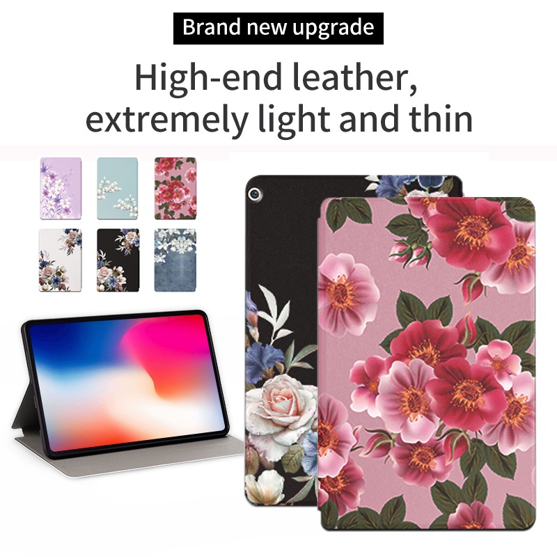 [Ready Stock] Untuk Huawei MediaPad M3 Lite10 10.1 &quot;Bach-L09 W09 BAH-L09 Fashion Tablet Pelindung Case Media Pad M2 10.0 M2-A01W A01L Mekar Bunga Cantik Flip Stand Cover