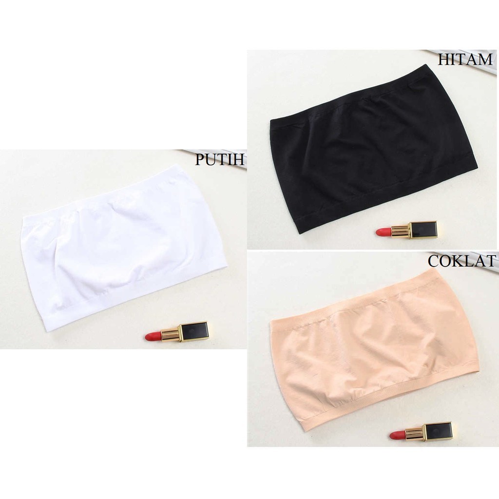 DODORY Bandeau Bra Kemben Bra Tanpa Kawat Polos Strapless Fashion Wanita Polos