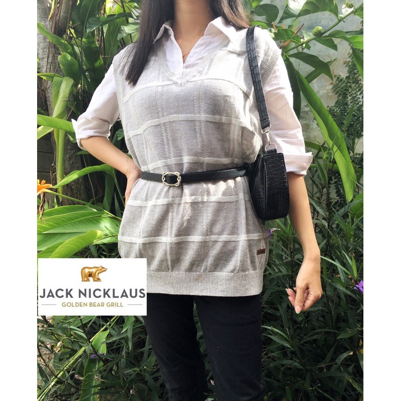 Vest rompi rajut abu kotak golden bear branded premium jumbo bigsize oversize