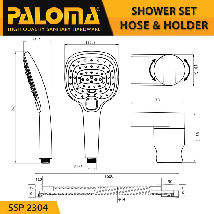 Shower Set PALOMA SSP 2304 Handshower Hand Head Kepala Pancuran Mandi