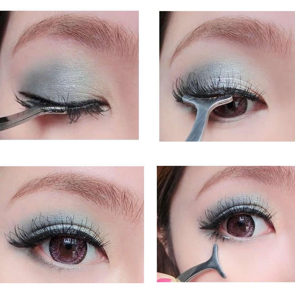Pinset Aplikator Bulu Mata Palsu Extension Bahan Stainless Steel Multifungsi Untuk Wanita
