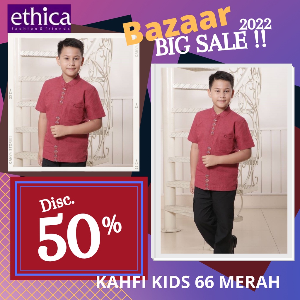 BIG SALE 2022 / BAJU STELAN ANAK ETHICA KAHFI KIDS 66 MERAH / BAJU ANAK ETHICA KAHFI KIDS PROMO / PR