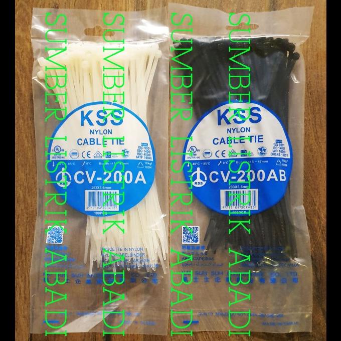 

BAYAR DITEMPAT Kabel Ties KSS CV 200 A isi 100pcs (hitam/ putih) KOMPLIT Kode 342