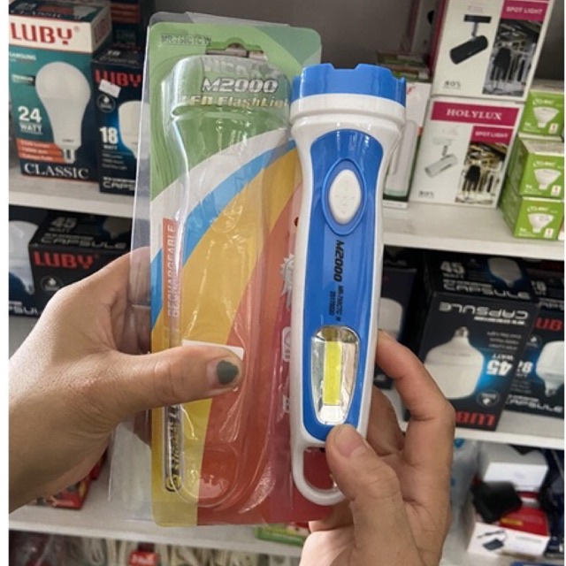 m2000 senter lampu led flashlight rechargeable mr-758ctc w