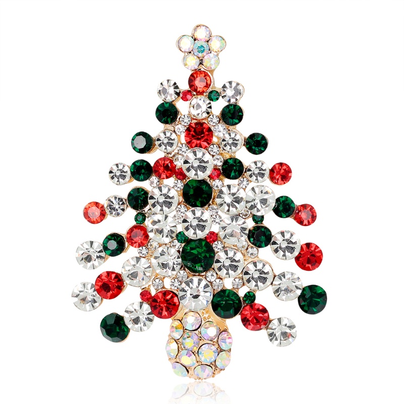 SIY  New Christmas Brooch Pins Tree Rhinestone Jewelry Fashion Women Gifts Decoration