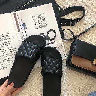  Sandal  Selop  Wanita  Sol Tebal Warna Hitam  Gaya Harajuku 