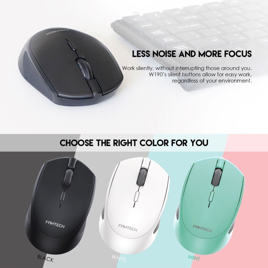 Fantech W190 Wireless Bluetooth Mouse - Dual Connection - Silent Mouse