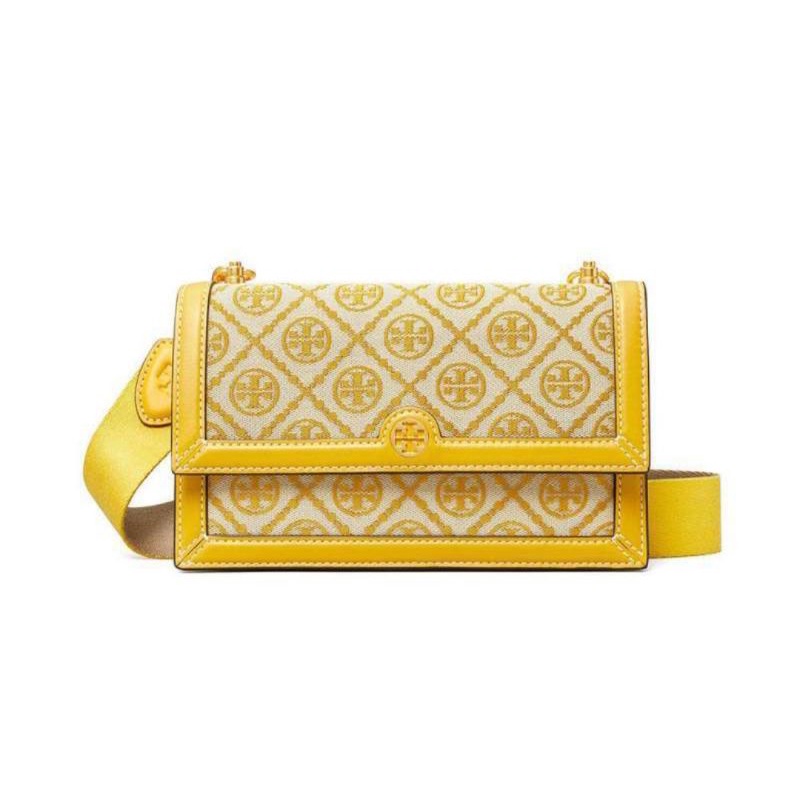 Tory Burch T Monogram Jacquard Shoulder Bag Yellow (81863)