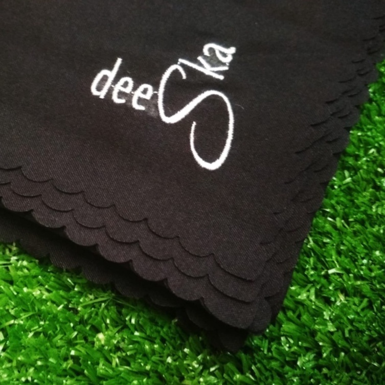 hijab deeska polos hitam original laser cut bordir
