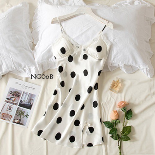 [SIAP KIRIM] LINGERIE SEXY NIGHTGOWN BAJU TIDUR WANITA POLKADOT PUTIH NG06B