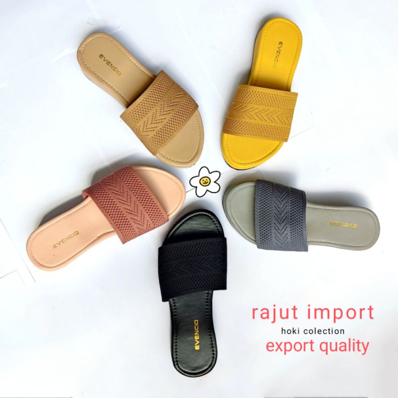 RJT-01 Sandal Rajut wedges Import Sol Spon Bungkus Terbaru