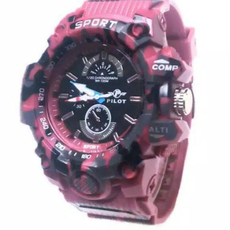 (Cod✓)Jam Tangan Pria  Loreng Jarum Strap Rubber(Dikirim Dari Jakarta)