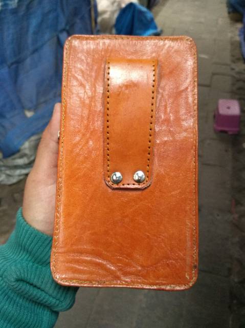 TERMURAH! DOMPET HP PRIA KULIT ASLI 9,5 x 16,5 x 5 cm WARNA COKLAT MUDA DAN TUA - SOUVENIR JOGJA