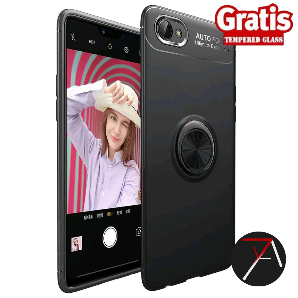 Oppo A1K Invisible AutoFocus I Ring iRing Soft Case SoftCase TPU Cover Casing Tempered Glass