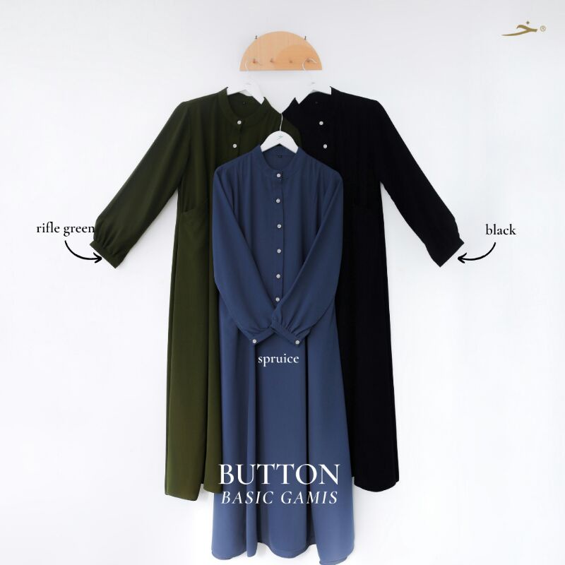 Gamis Button Basic L Black #Khadijah Indonesia