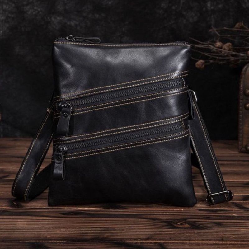 Tas Selempang Sederhana Pria - Sling Bag Kulit - Asli Kulit Sapi - Tas Kulit Pria - Tas Mini