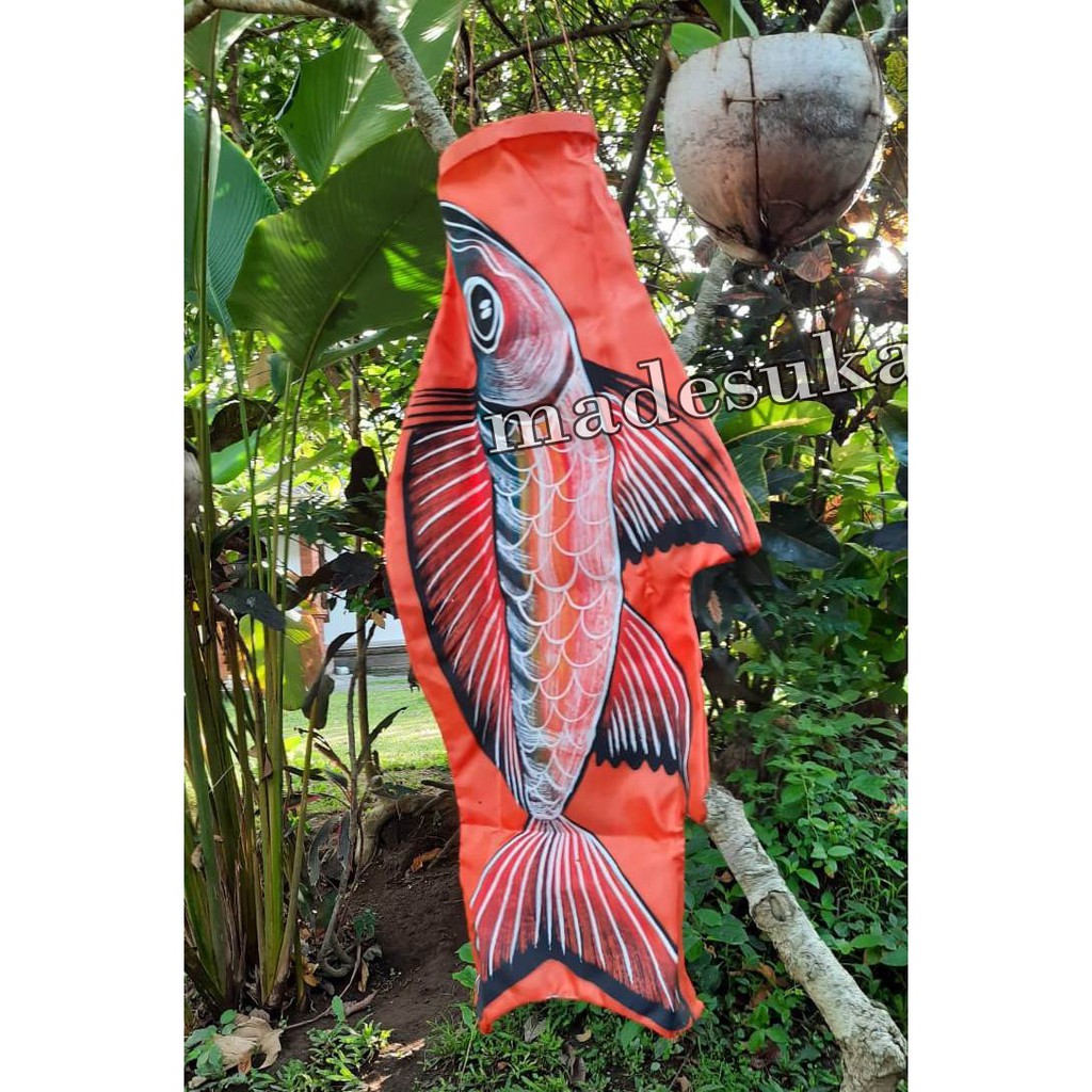 Windsock kain lukis ikan arah angin 60cm