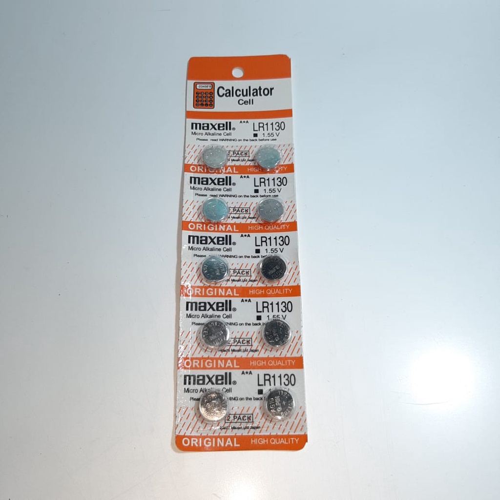 Baterai Kancing Micro Alkaline 1.55v LR 1130  For Calculator Cell Isi 10pcs