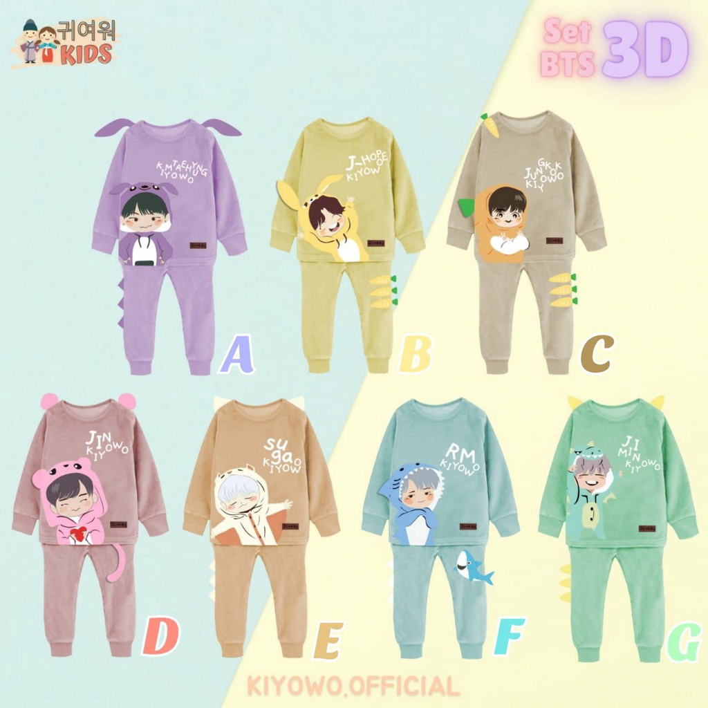 SETELAN ANAK Kiyowo Set BTS 3D