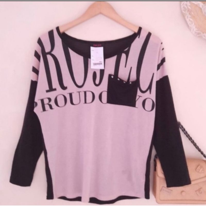 kaos chu xxx mix brukat kerlip lengan 7/8 import