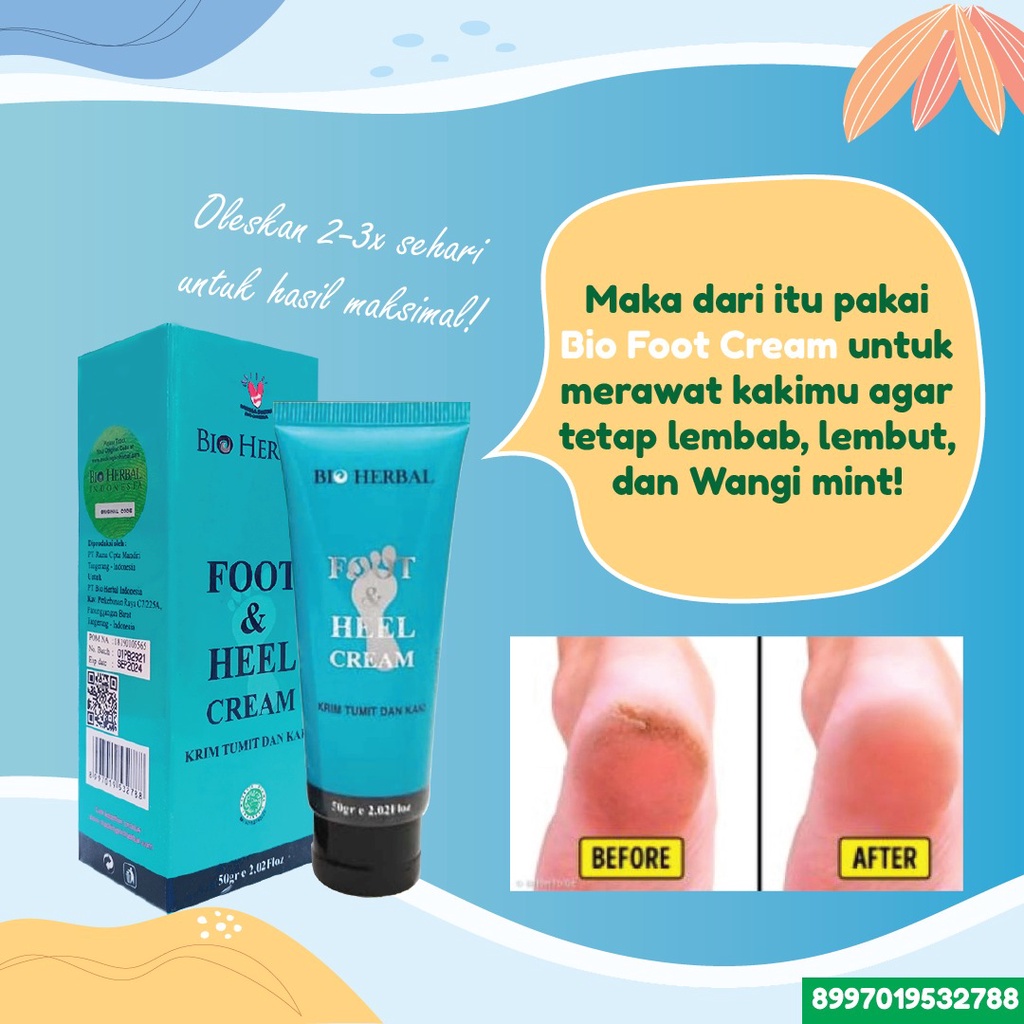 Bio Herbal Foot And Heel Cream krim Tumit kaki Pecah-pecah Kering Pembersih Kulit Anti Bakteri Kuman Jamur