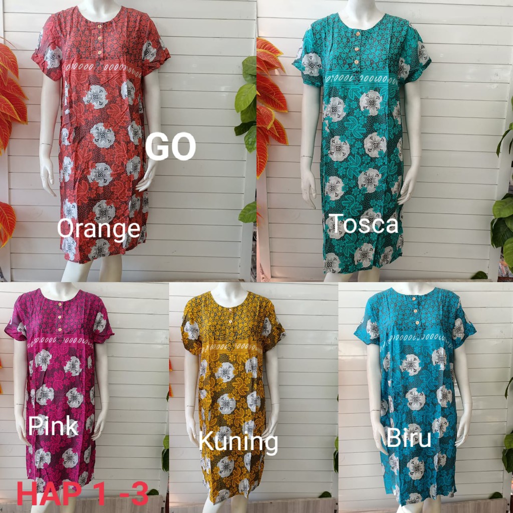 gof DASTER BATIK HAP Busui Daster Lengan Pendek Baju Tidur Dress Sehari-Hari