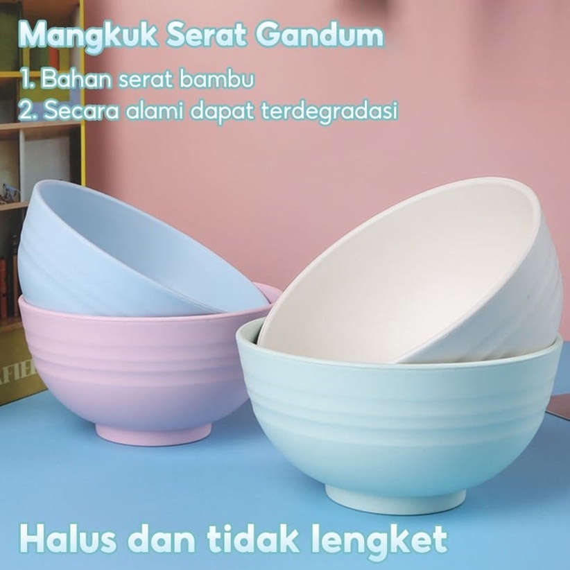 Jual Mangkuk Nasi Serat Gandum Cangkir Jerami Piring Mangkuk