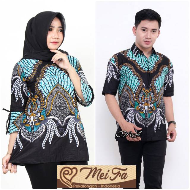 Batik couple atasan batik biru tosca batik meifa