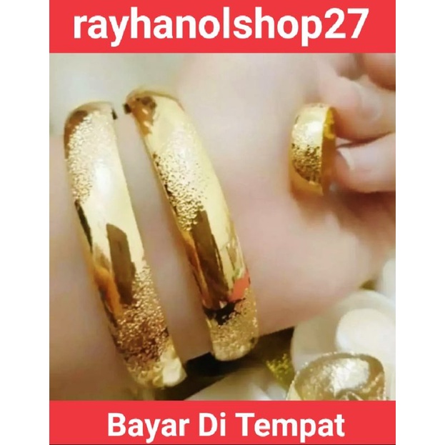 TERBARU RO-27 PERHIASAN WANITA DEWASA GELANG PASIR 2cs free CINCIN KAWIN LAPIS EMAS 24 K