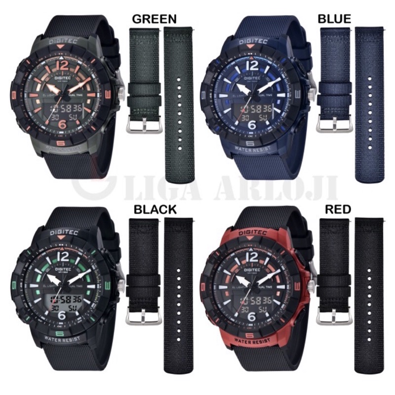 Digitec DA-2130T - Jam Tangan Pria Free Strap - 2130 - Dauble Time