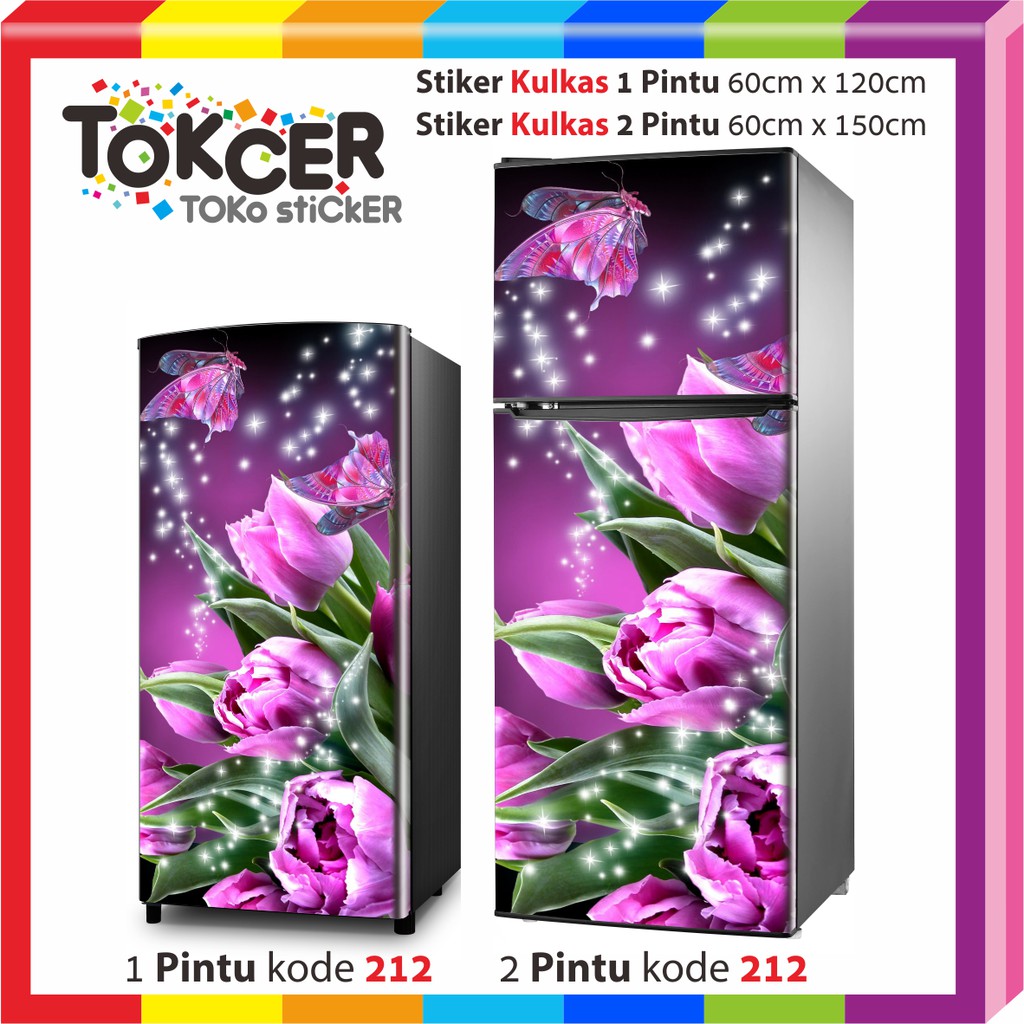 Stiker Kulkas 1 Pintu atau 2 Pintu Standar Motif Aneka KUPU-KUPU