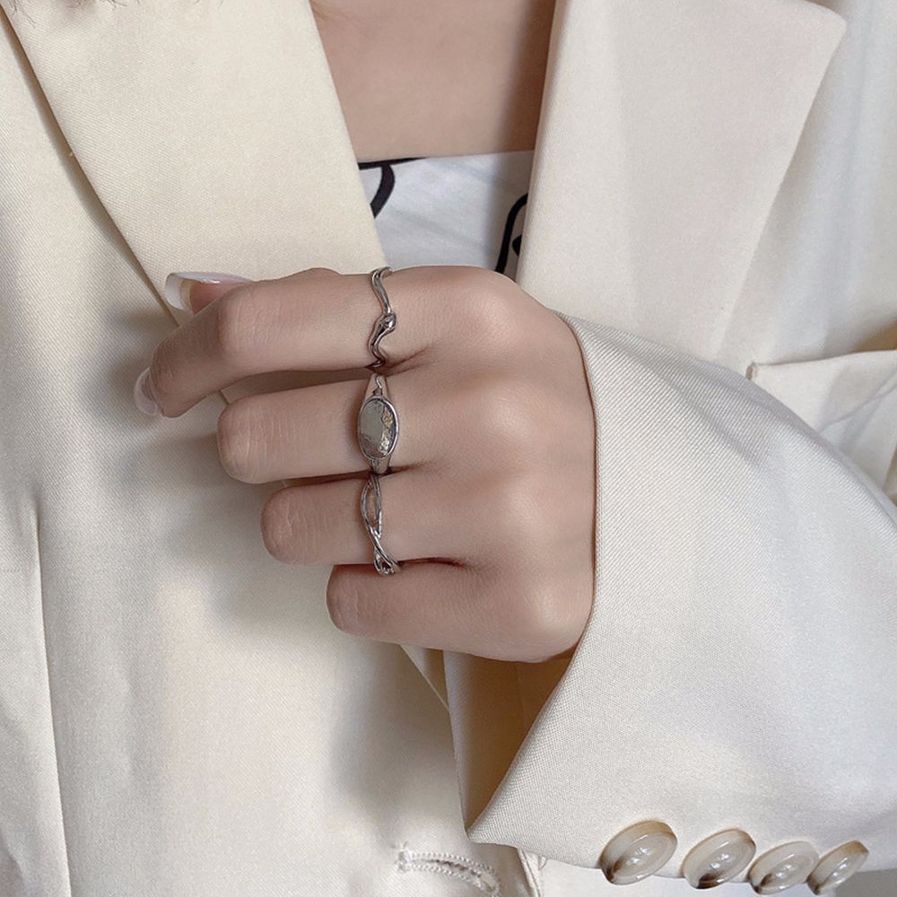 Needway  3Pcs/Set Finger Rings Women Girls Tail Rings Joint Ring Set Geometry Party Jewelry Irregular Gold Silver Color Metal Friend Gifts Fashion Accessories/Multicolor