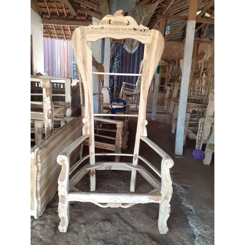 2kursi syahrini mentah kayu jati/mahoni + meja