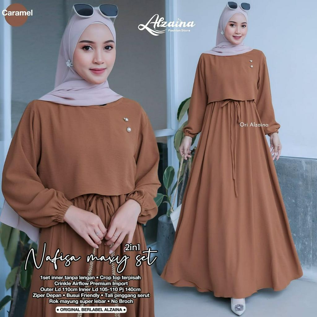 Nafisa One Set Maxy Gamis Muslim Original Produk By Alzaina