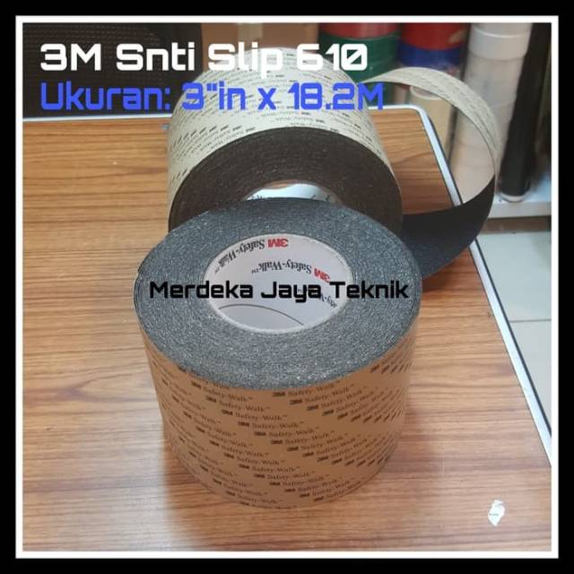 3M Safety Walk 610 Warna Hitam Ukuran 3"in x 18,2M Lakban Anti Slip Isolasi Anti Slip Lakban Lantai