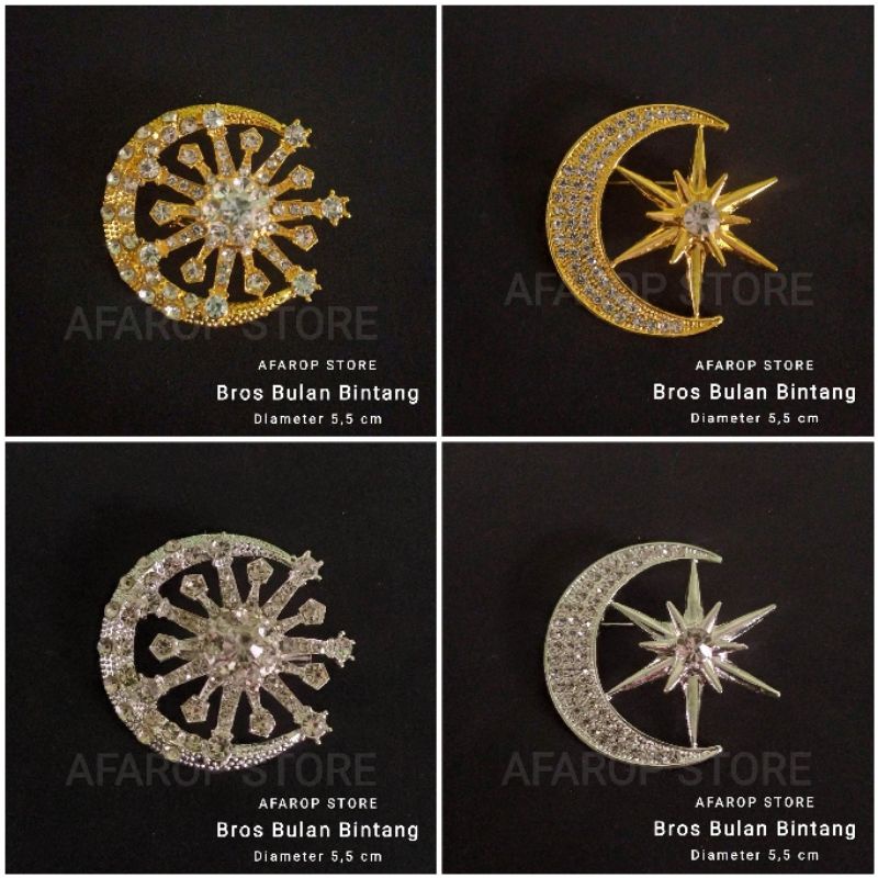 BROS PIN/KERONGSANG BULAN BINTANG | BROS TANJAK | BROS JILBAB | STAR AND MOON BROOCH